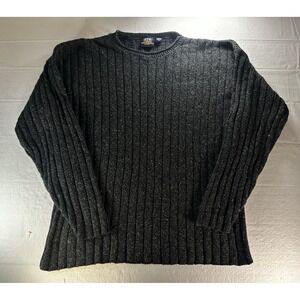VTG 1999 One Tough Brand OTB Chunky Knit Sweater Men Large Black Ribbed USA Made